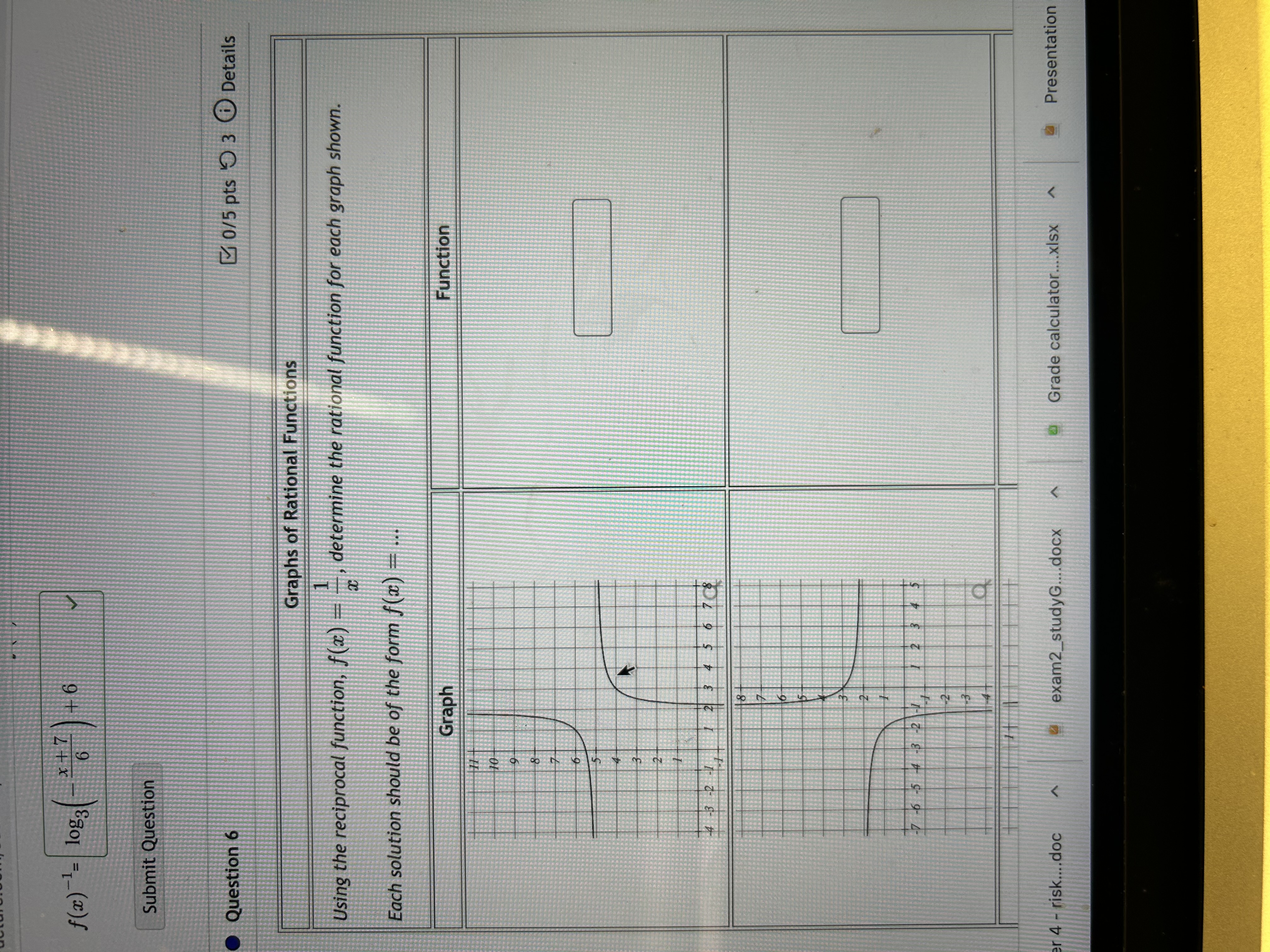  f(2) -1= 1083 6 + 6 Submit Question Question 6 0/5