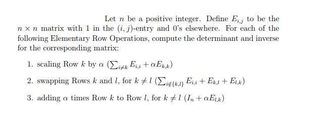  Let n be a positive integer. Define E; ; to be