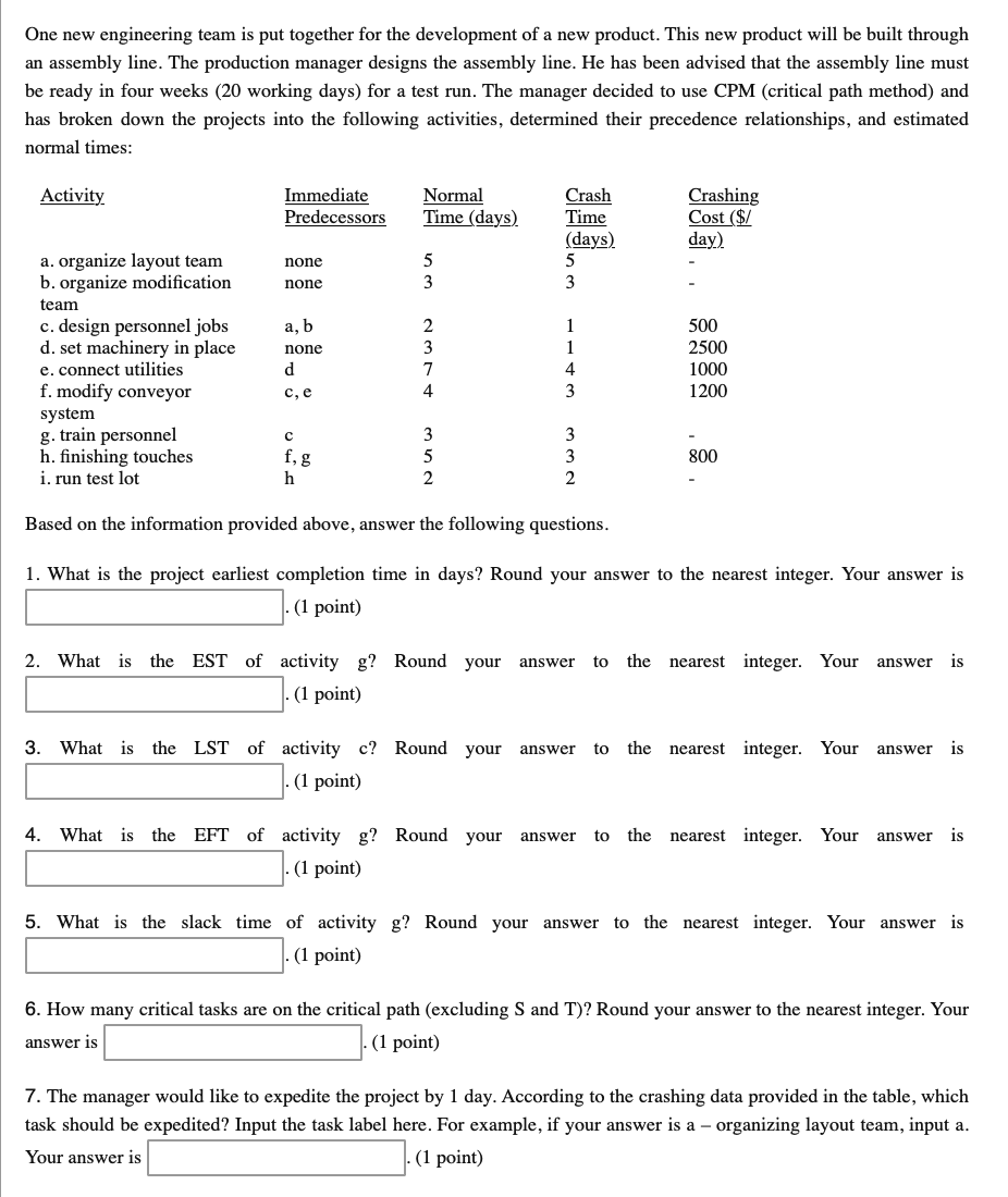 One new Engineering team is put together for the development of a
