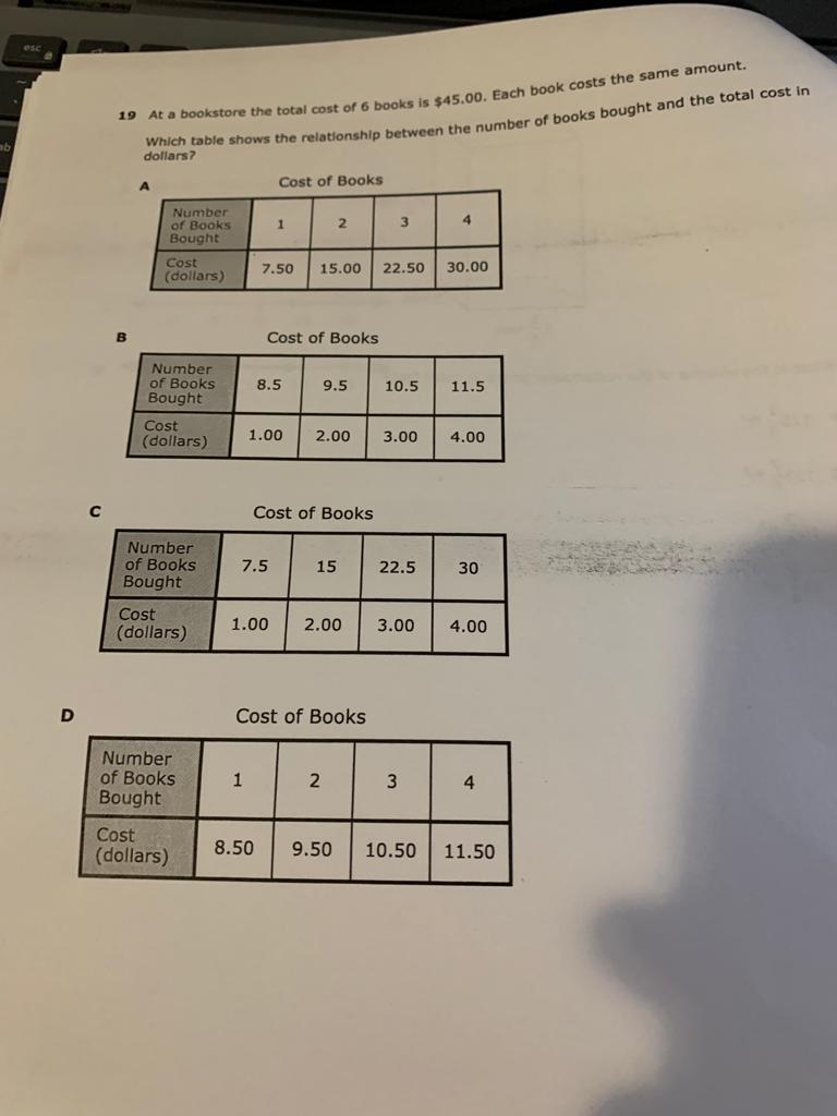 in the answer on your answer document. 1 A group of 4