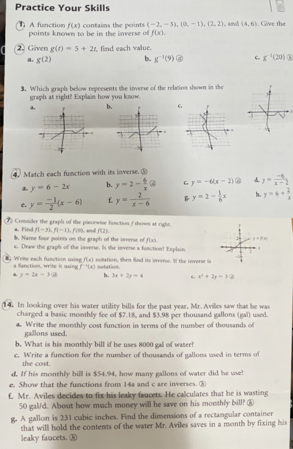 Practice Your Skills 1, A function f(x) contains the points (-2,