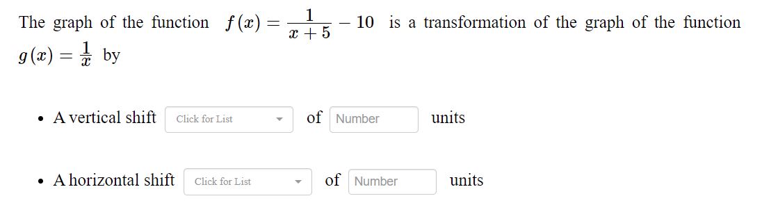 The graph of the function f (x) = 1 x+5 -