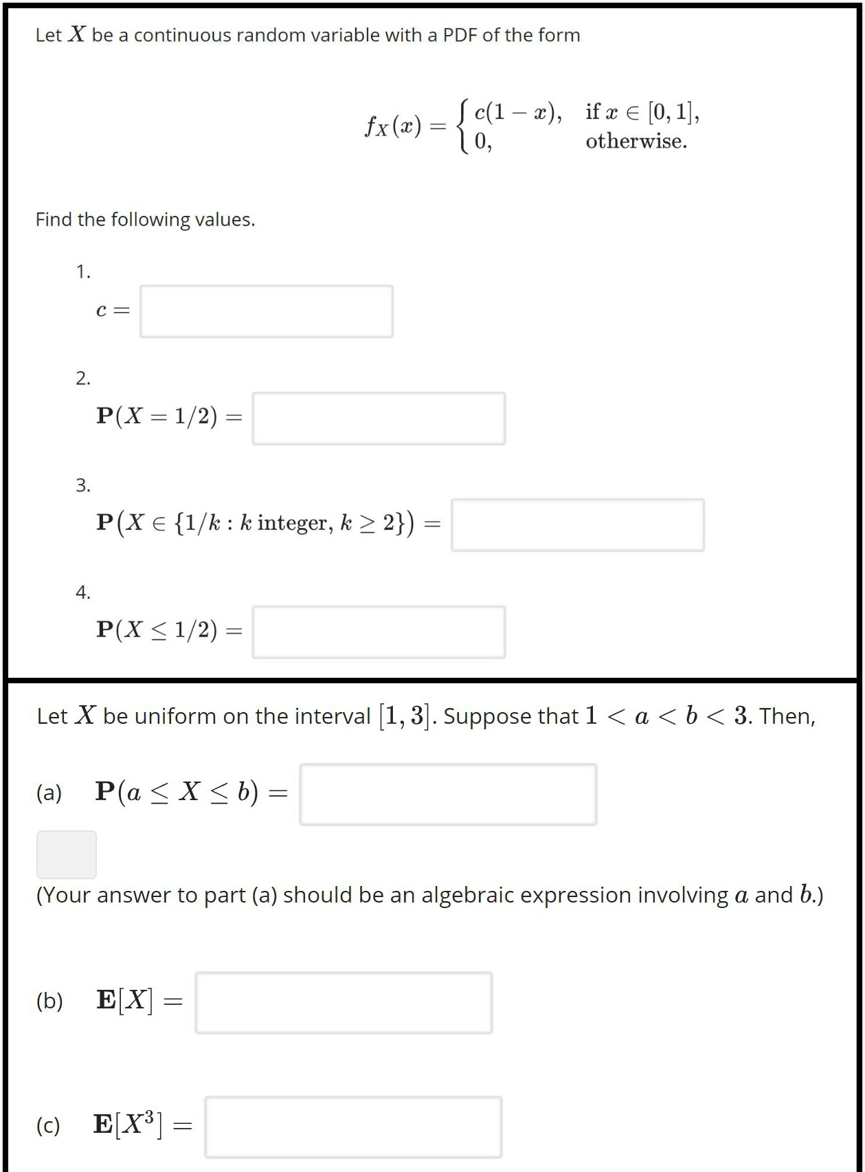 Let X be a continuous random variable with a PDF of the