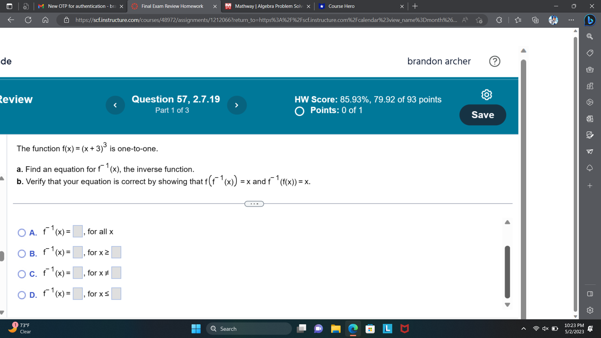 f has a relative minimum. What are these relative minima? X +