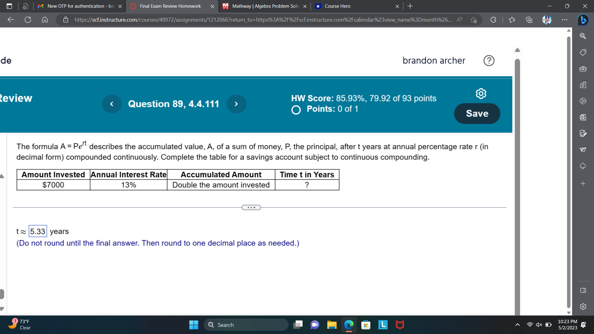 6-5-4-3-2-1 123456 A. The function f has (a) relative maxima(maximum) at 5