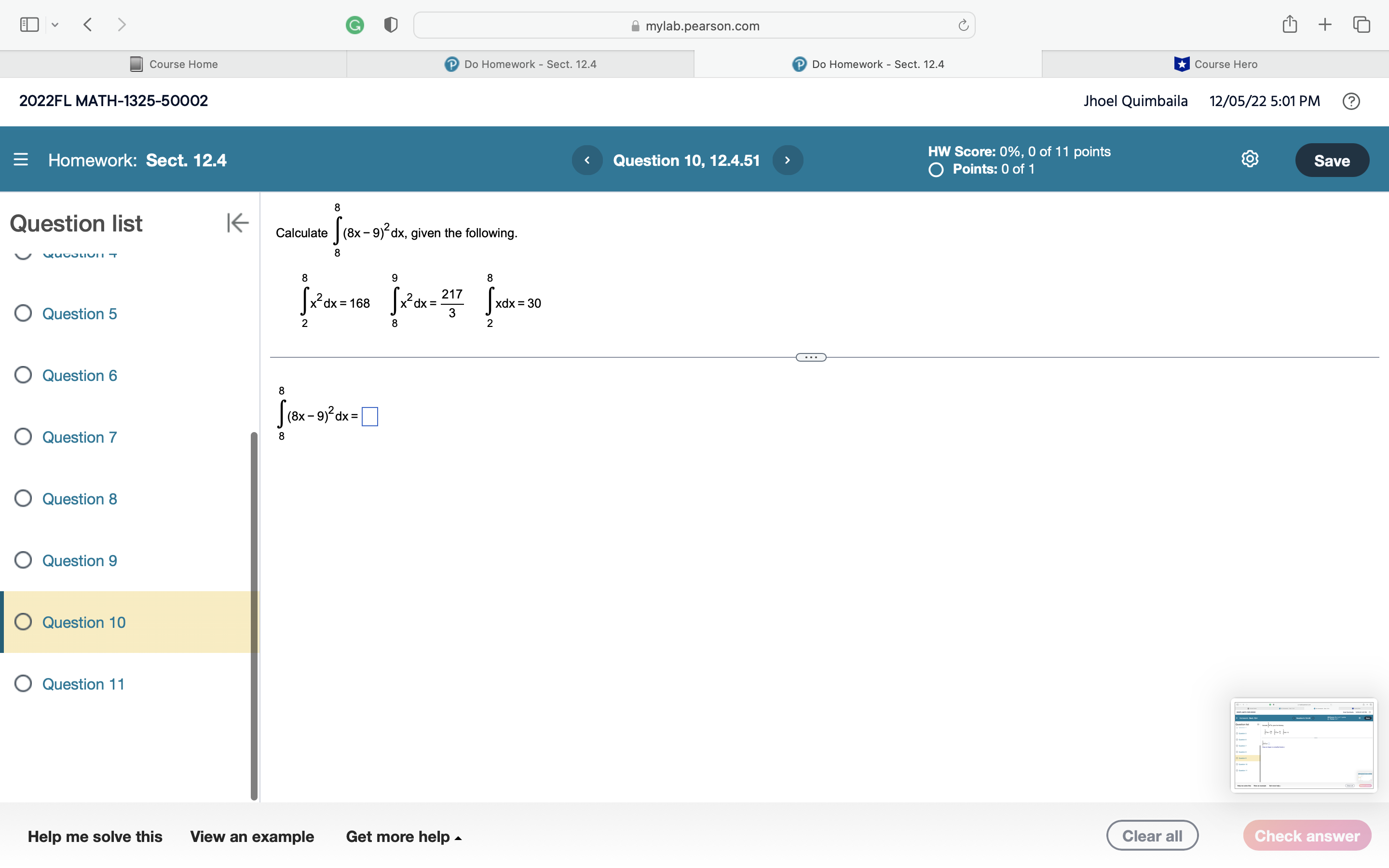 HW Score: 0%, 0 of 11 points O Points: 0 of 1