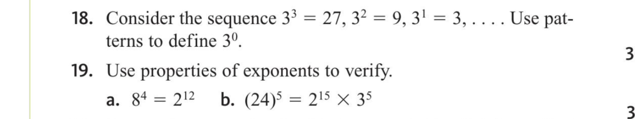 question 18-19 help 18. Consider the sequence 33 = 27, 32 =