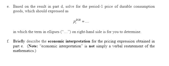  e. Based on the result in part d: solve for the