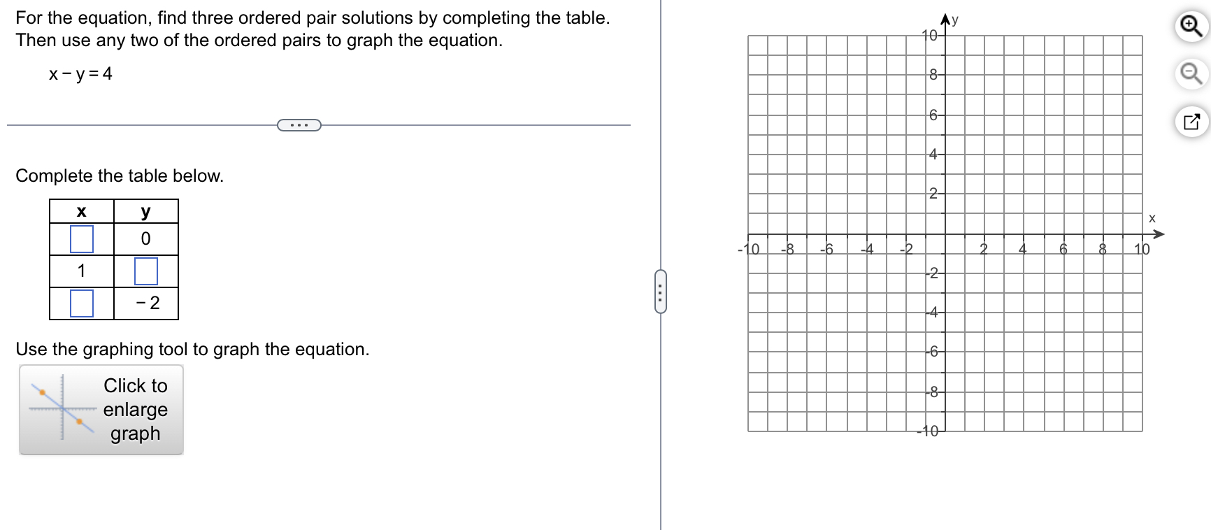 For the equation, find three ordered pair solutions by completing the