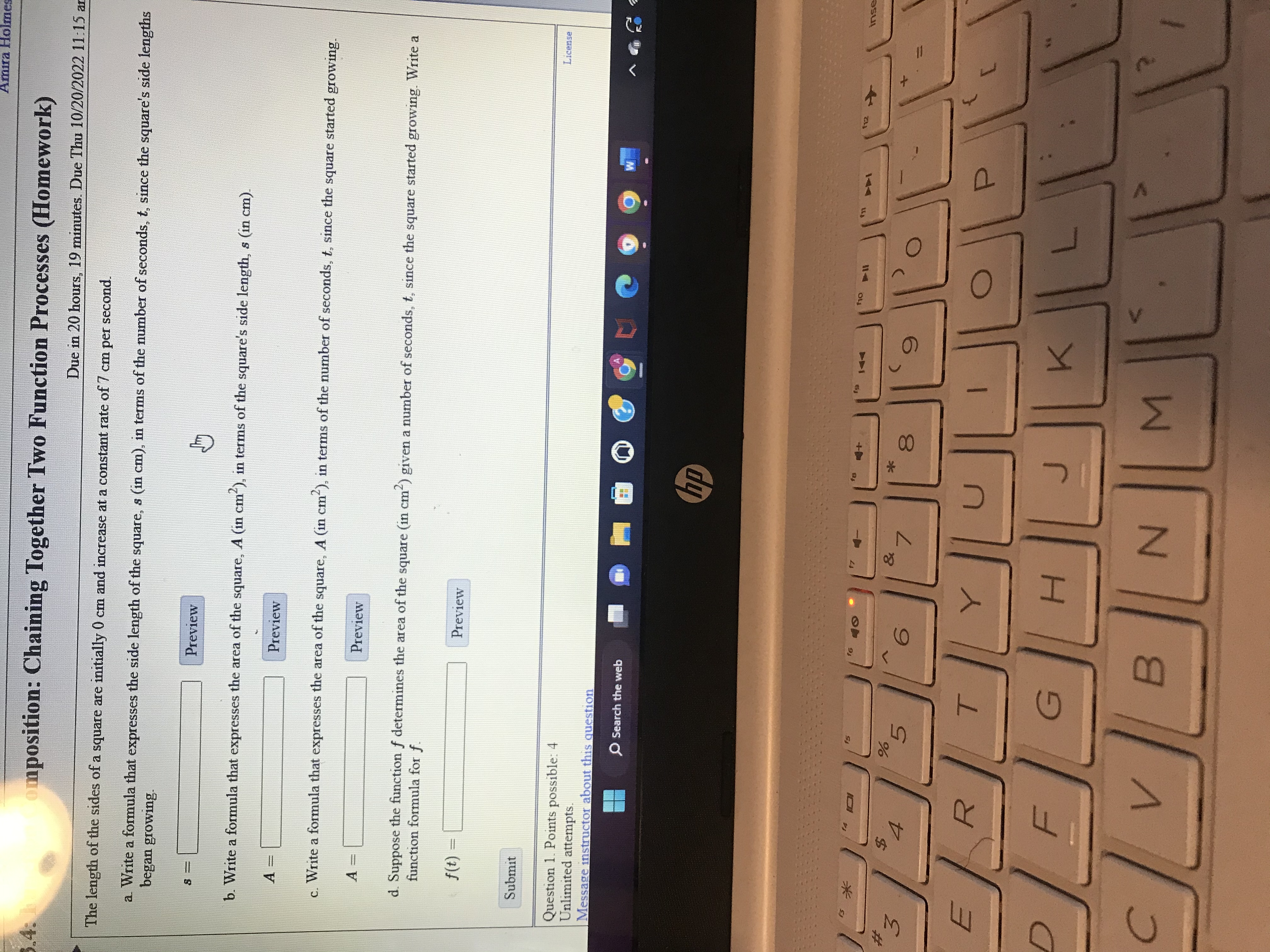  Amira Holme .4: mposition: Chaining Together Two Function Processes (Homework) Due