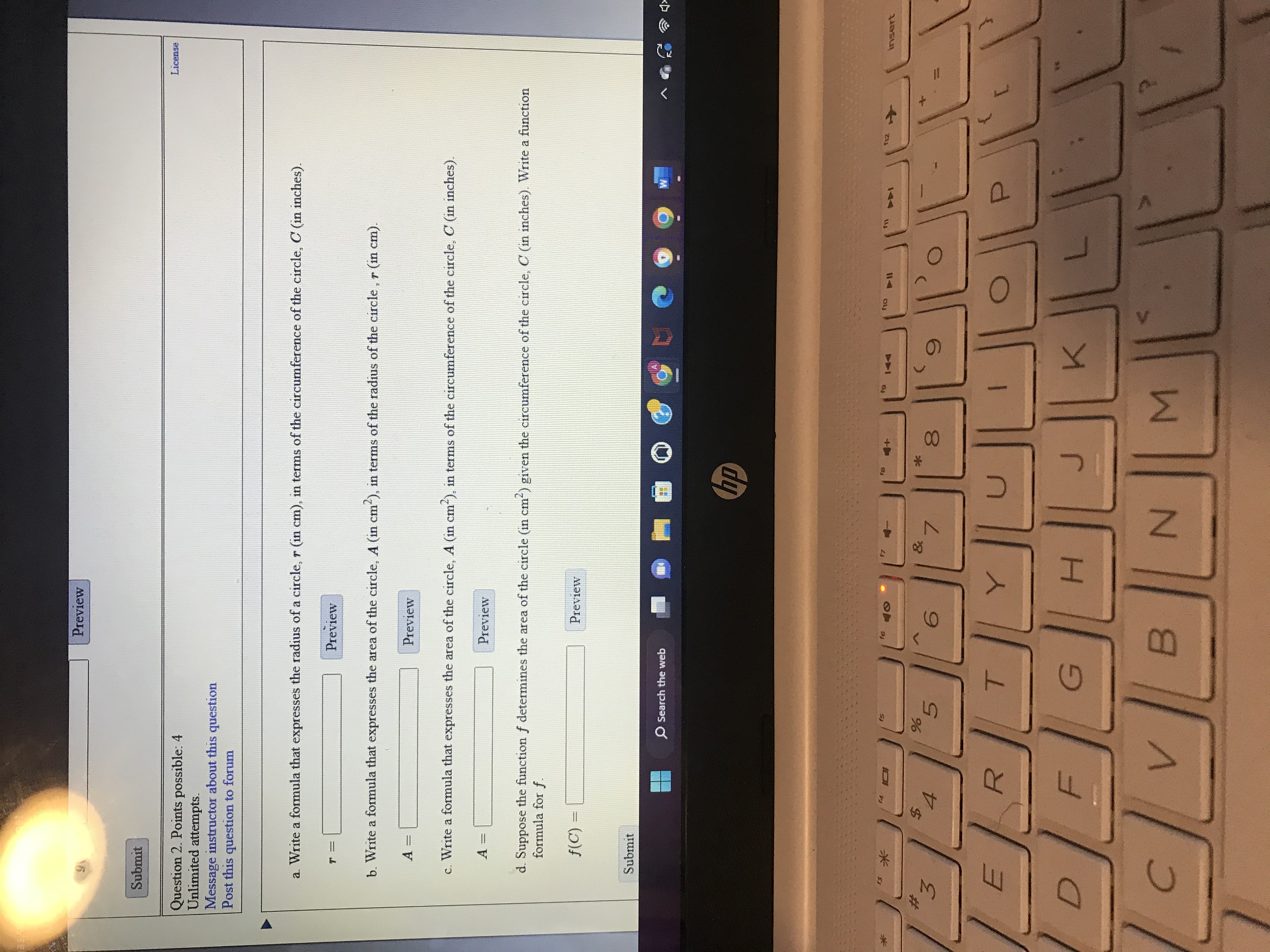 began growing. Preview b. Write a formula that expresses the area of