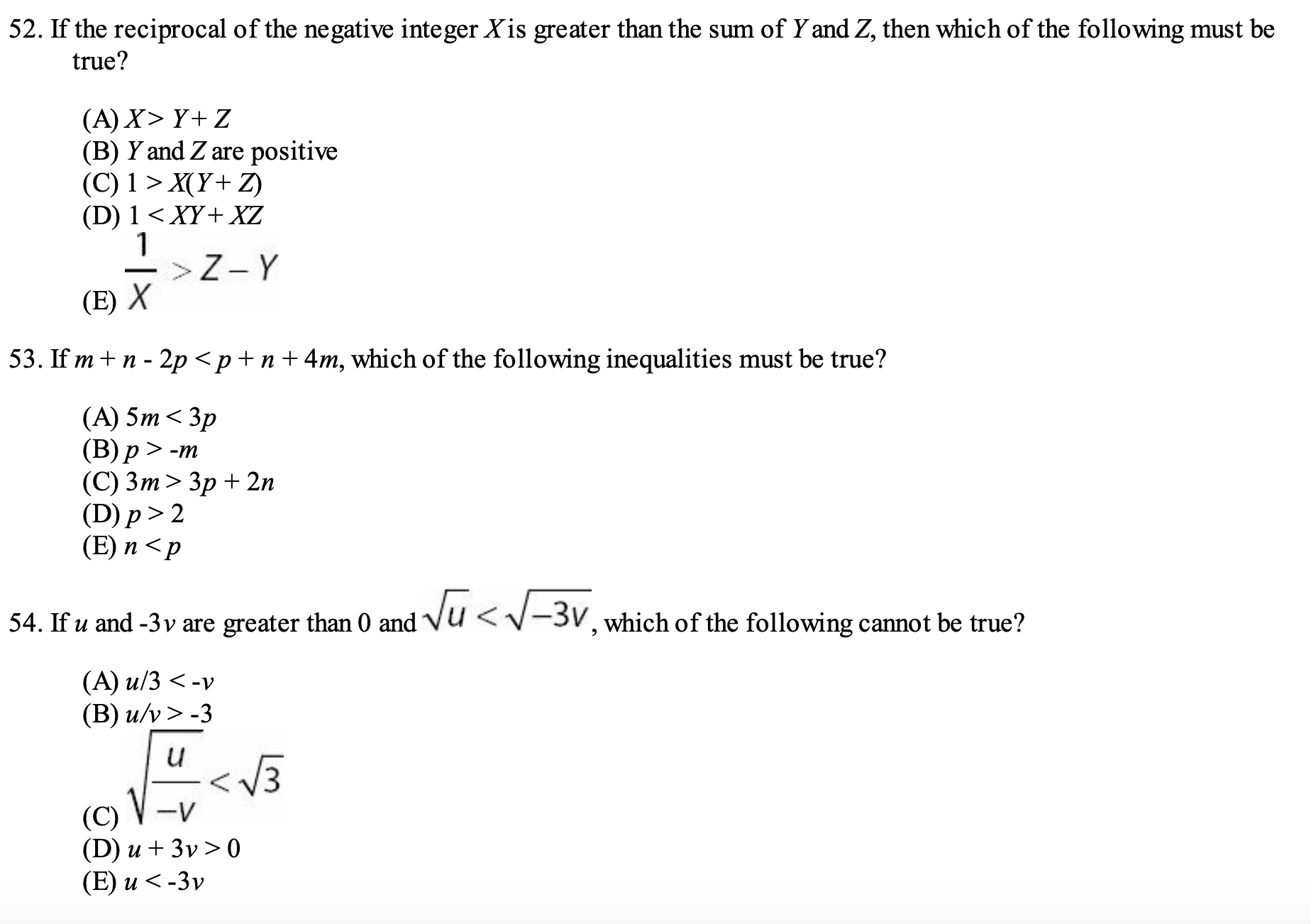 A Quantity B x ty xy 26. x and y are positive