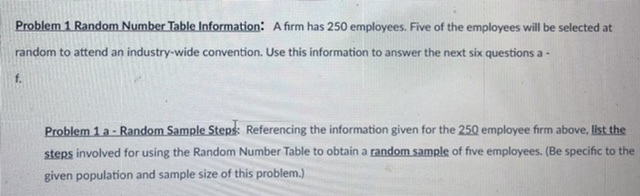 I need help ASAP with this problem 1(a-f) Problem 1 Random Number