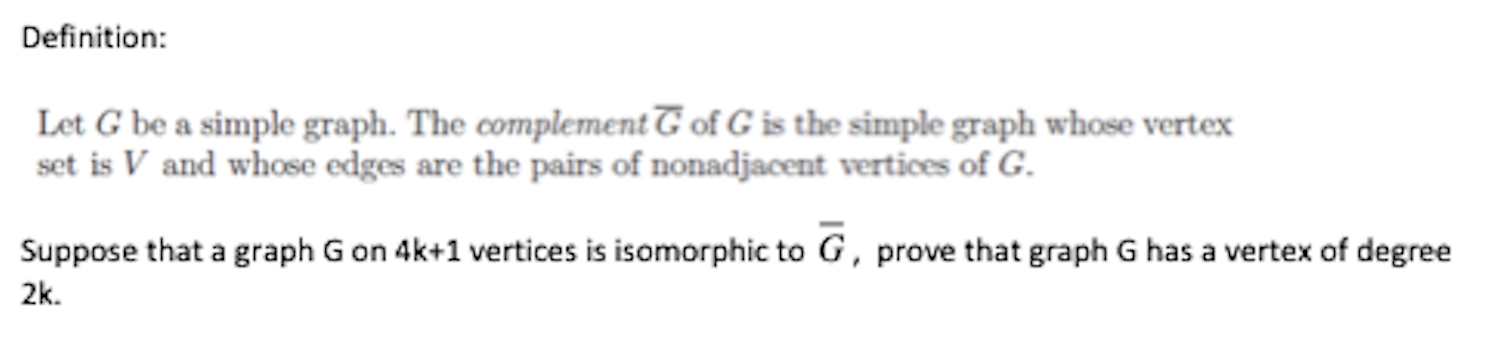 Discrete Math problem: Definition: Let G be a simple graph. The complement