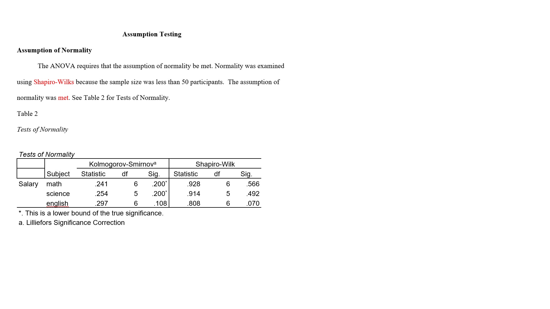 is incorrect.Also besides that part, is the description of statistics, assumption of