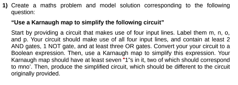 1) Create a maths problem and model solution corresponding to the