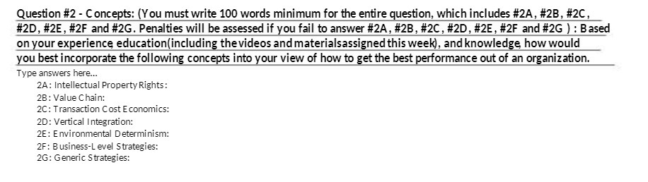  Question #2 - Concepts: (You must write 100 words minimum for