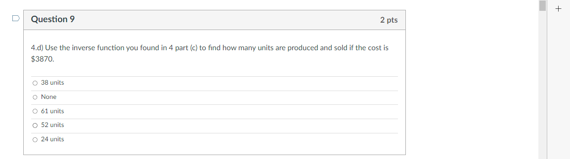 where n is the number of units produced and sold and C(n)
