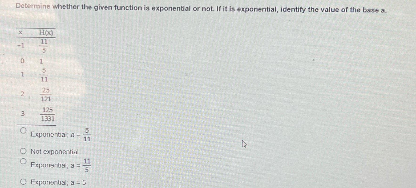  Determine whether the given function is exponential or not. If it
