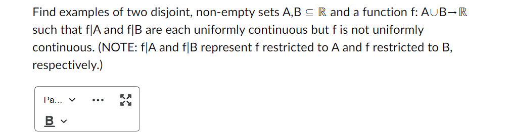 I need help with this problem in Real Analysis please, and please