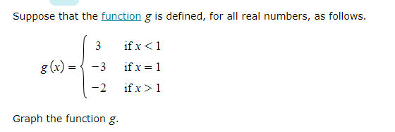  Suppose that the function g is defined, for all real numbers,