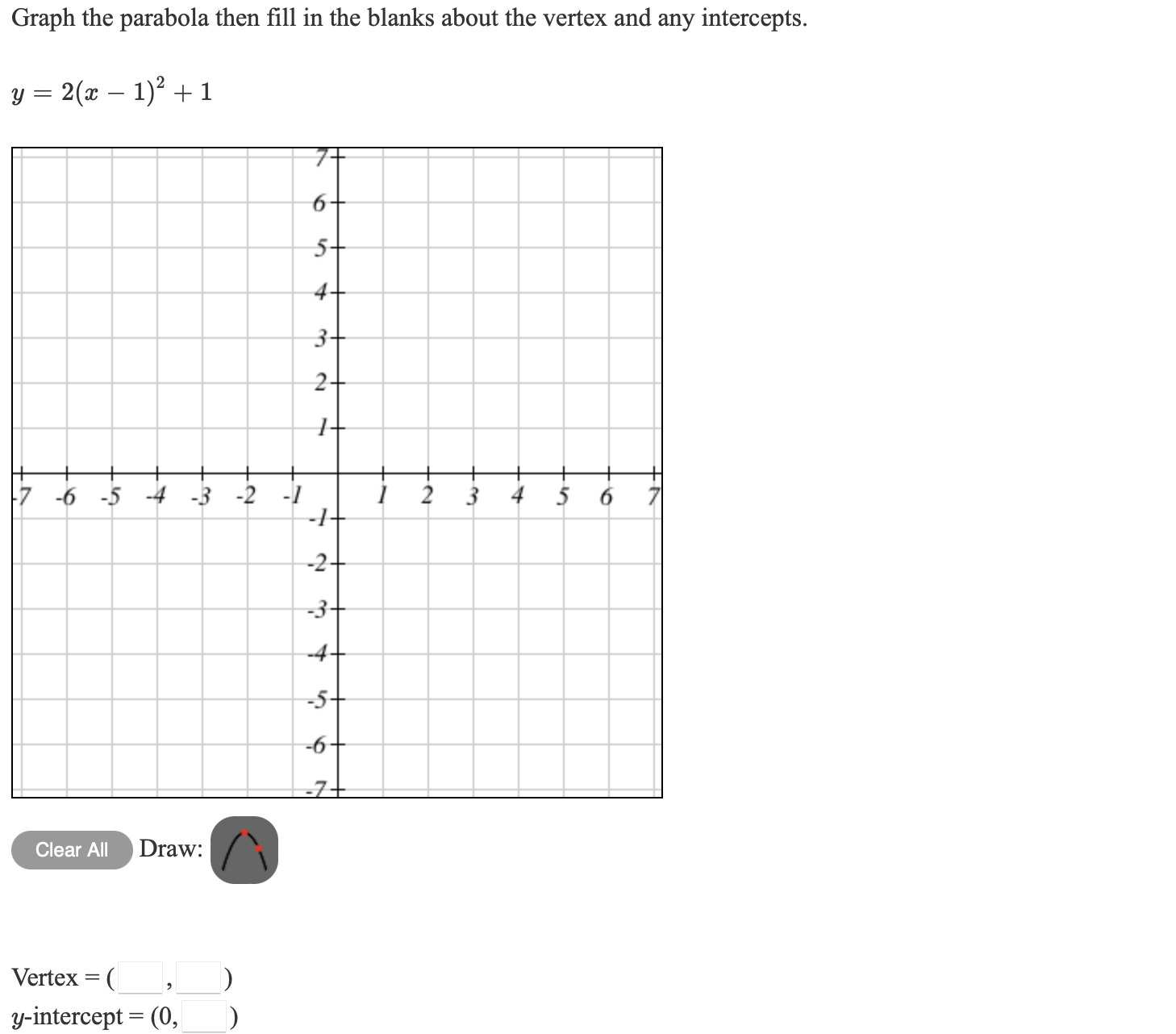 the equation of this quadratic function. (h, k) = (0, 2) ,