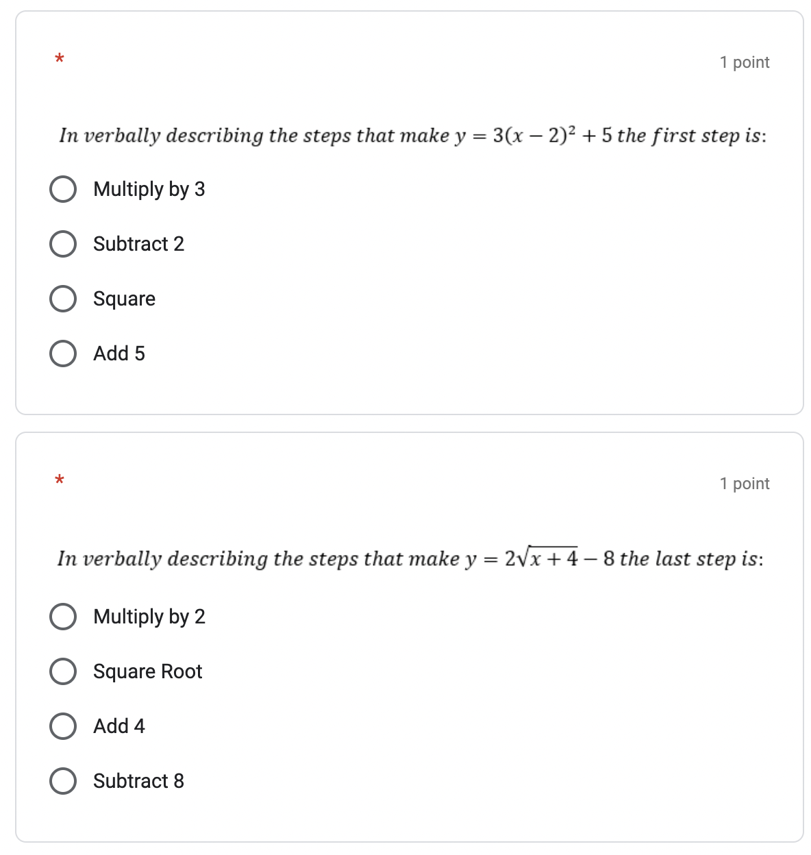 72 =49 121 7) 172 = 289 8) 170 = 1 Evaluate