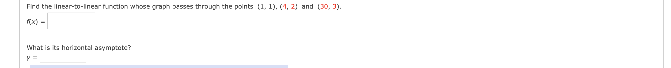  Find the linear-to-linear function whose graph passes through the points (1,
