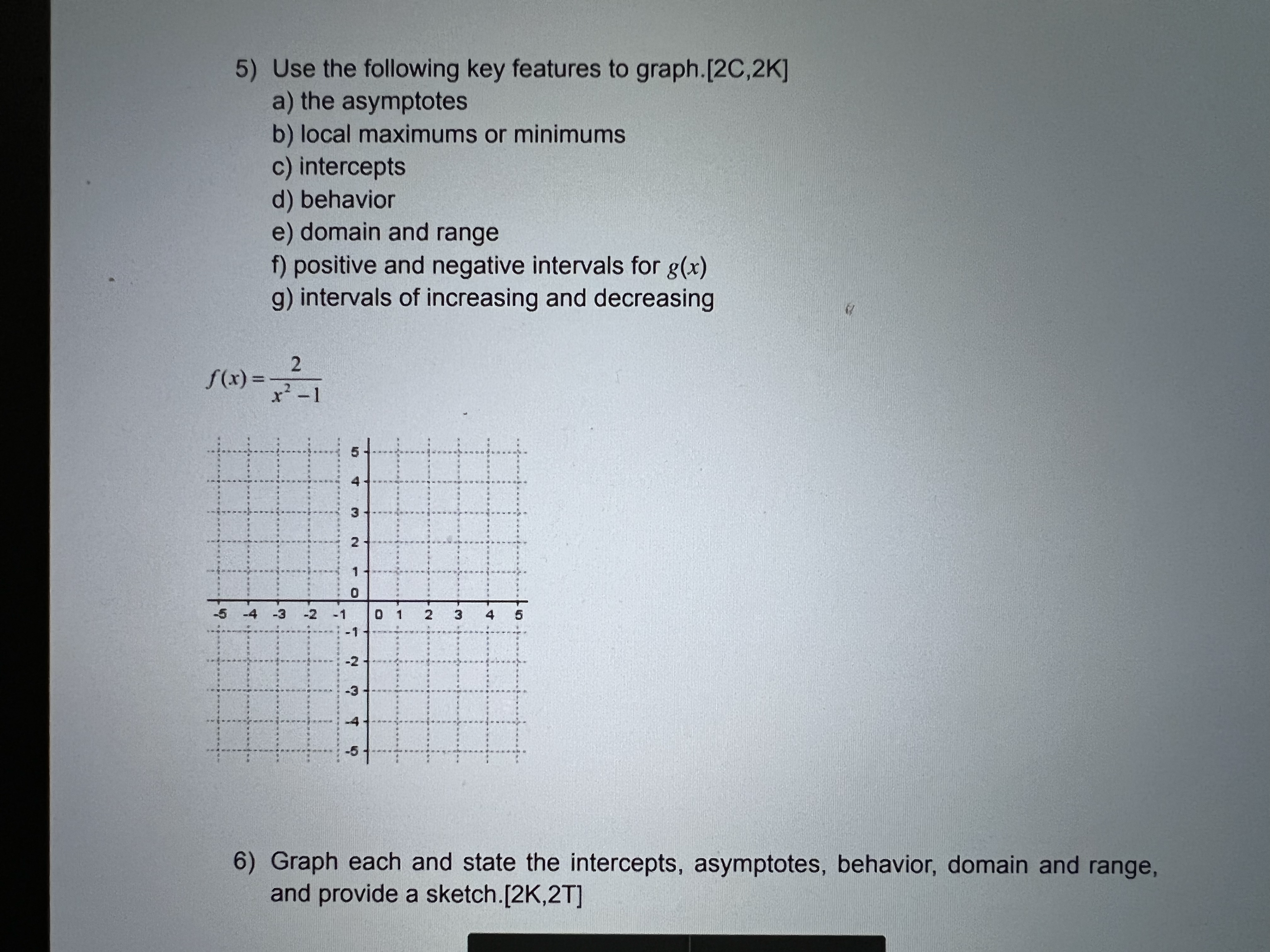 Unit 3 1) For each function, do the following:[4K,4T] Determine the asymptotes.