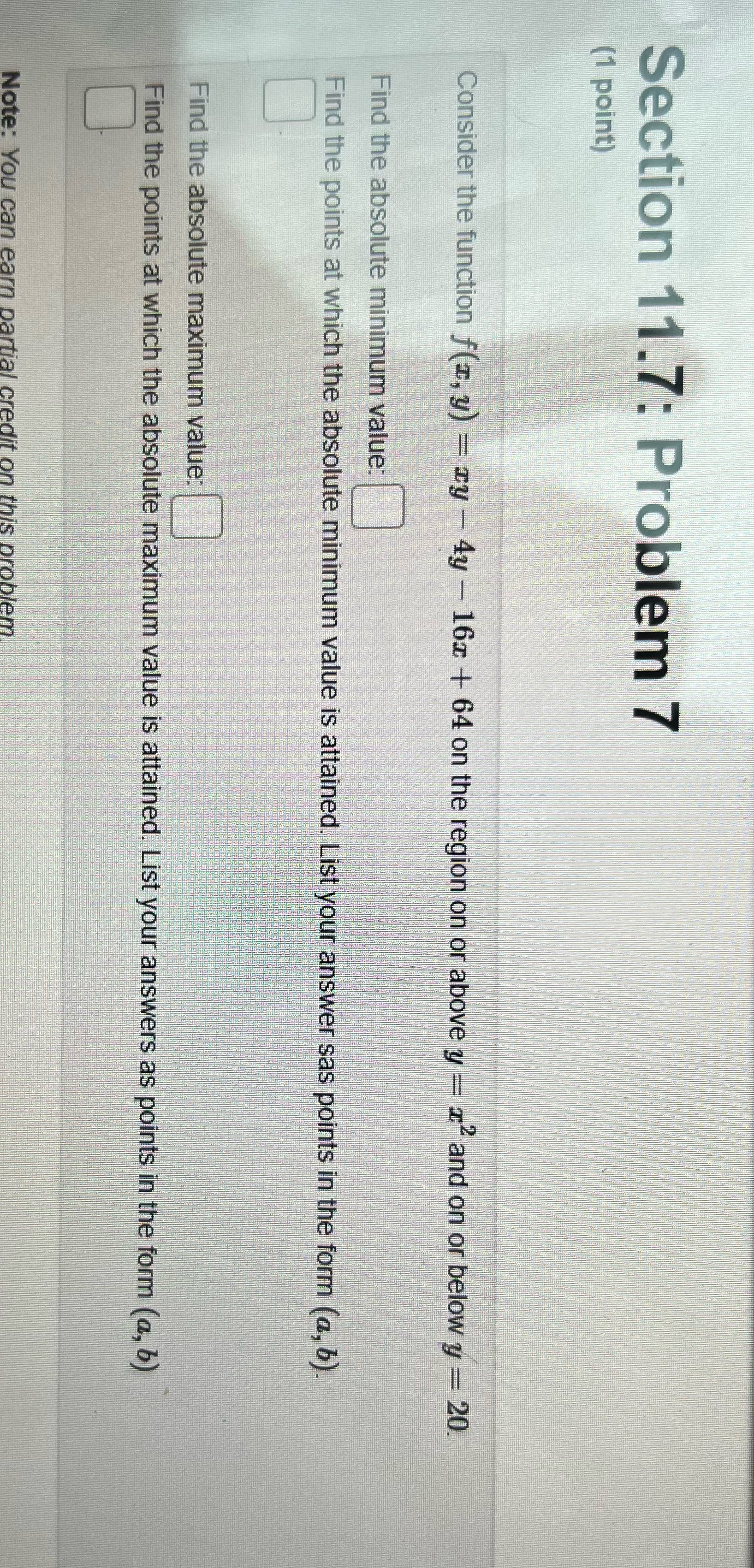 How would I solve this? Section 11.7: Problem 7 (1 point) Consider