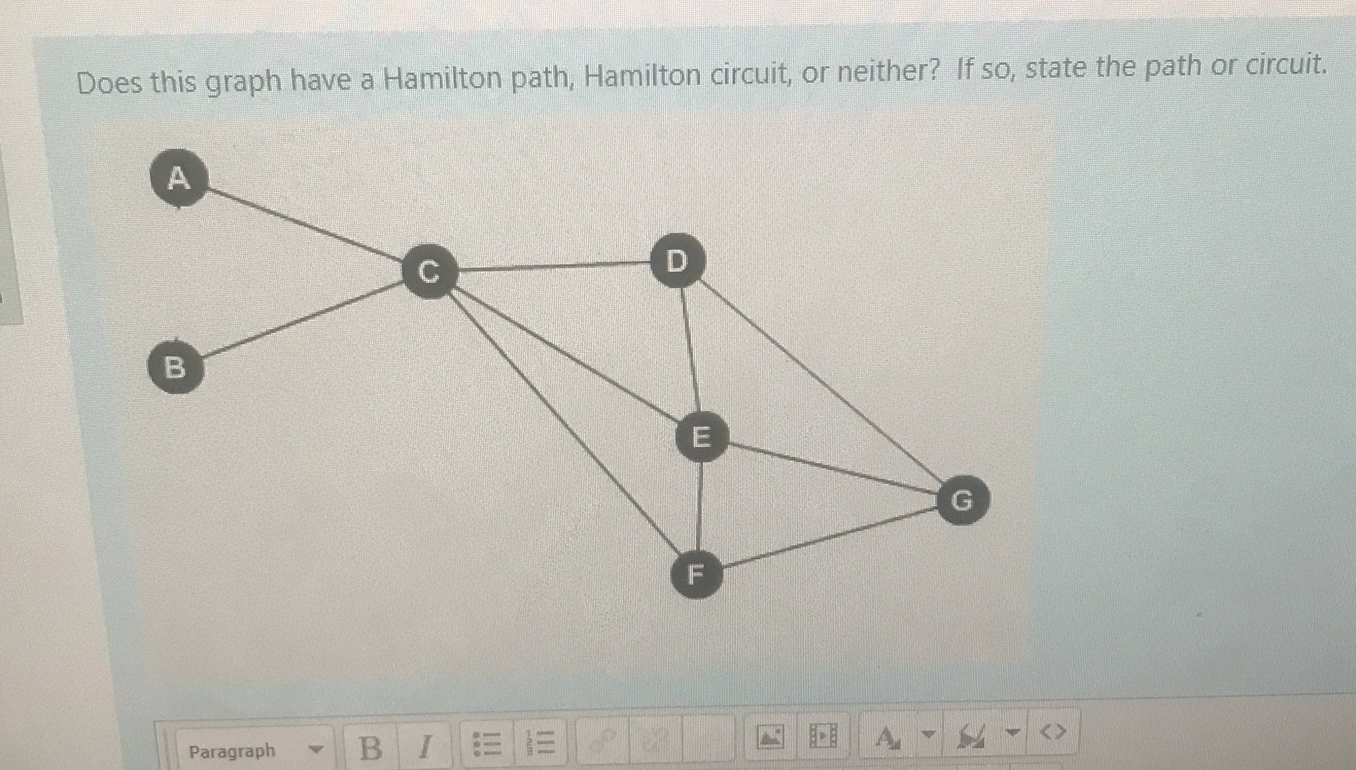 This is a discreet math question Does this graph have a Hamilton