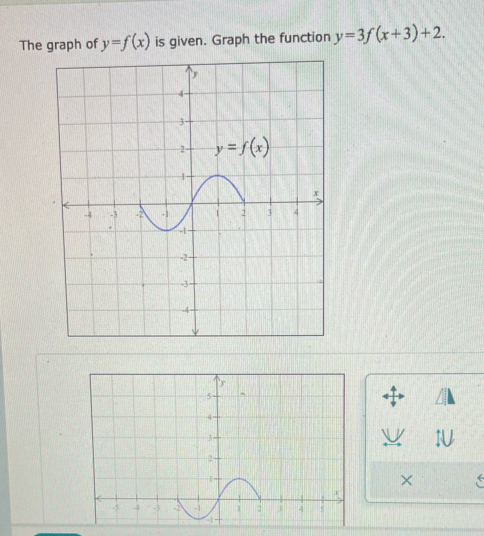 The graph of y-f (x) is given. Graph the function y=3f