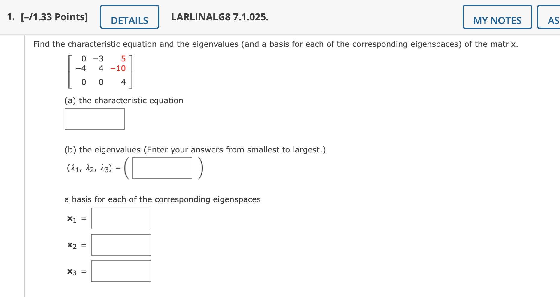 1B) Hey please help with this linear algebra question 1. [-11.33 Points]