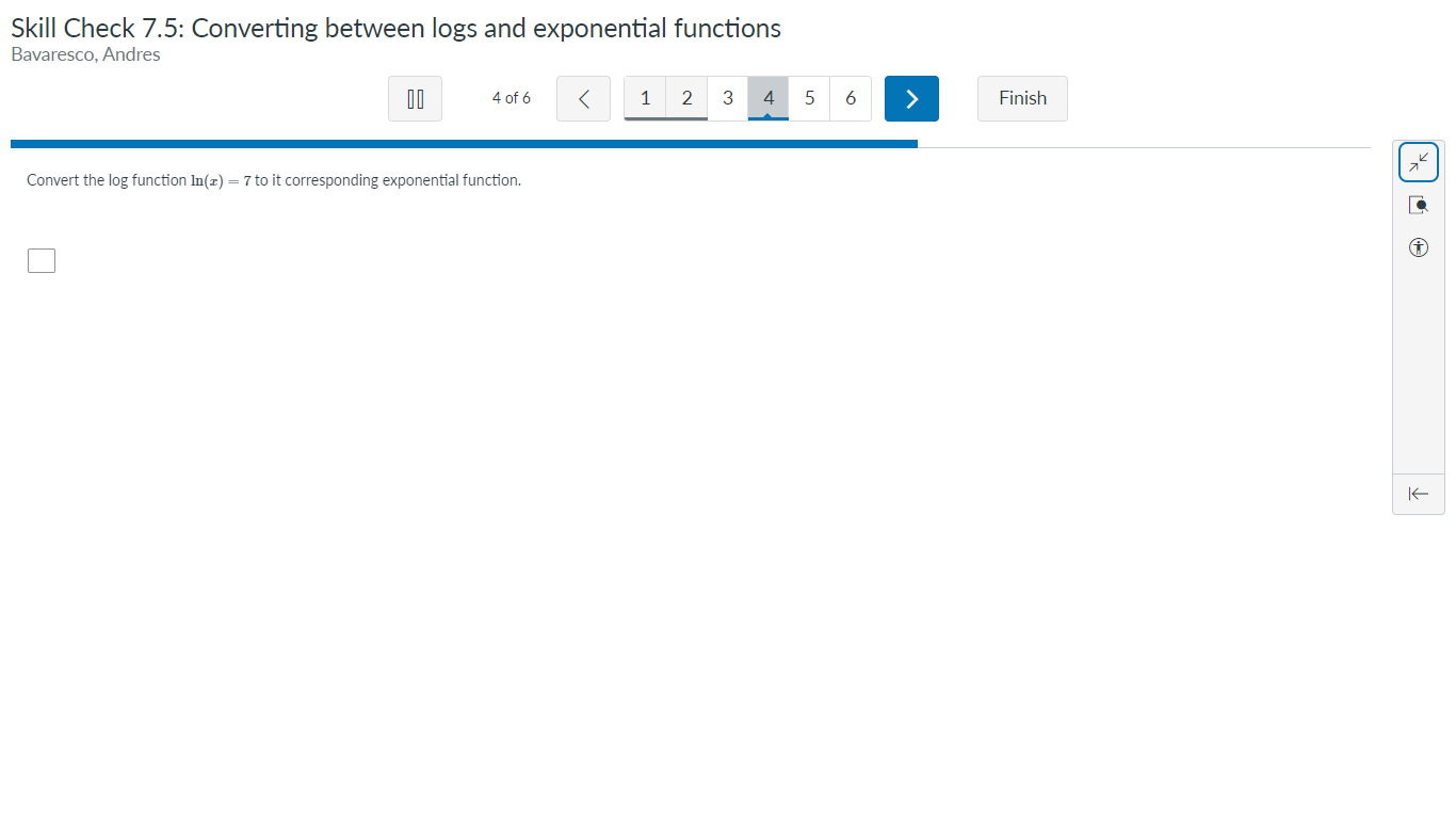  Skill Check 7.5: Converting between logs and exponential functions Bavaresco, Andres