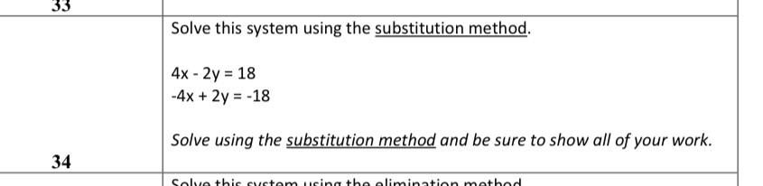  35 Solve this system using the substitution method. 4x - 2y