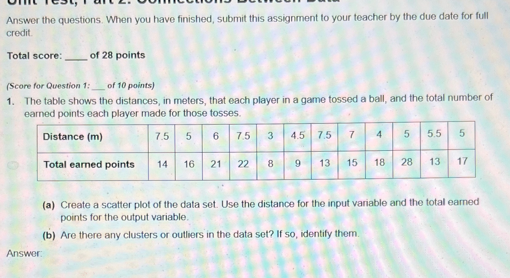 Answer the questions. When you have finished, submit this assignment to