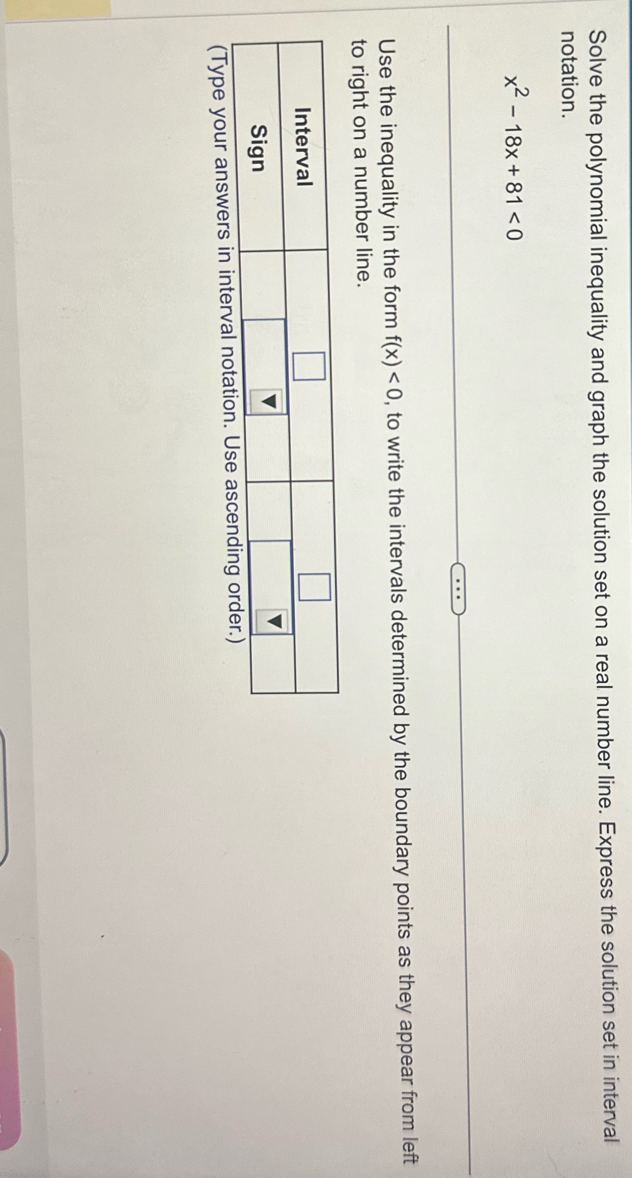 Solve the polynomial inequality and graph the solution set on a