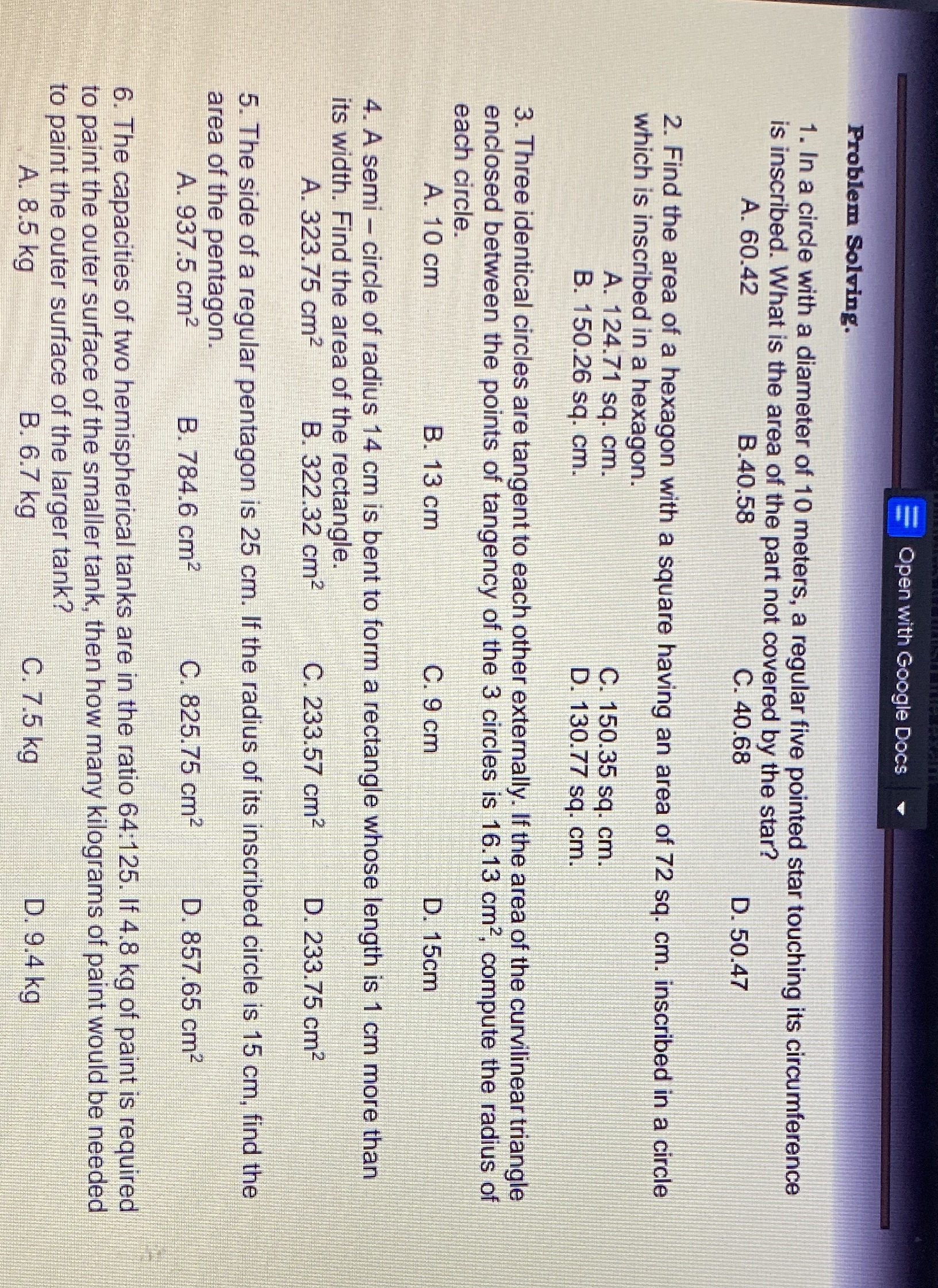 This is solid mensuration. I need help. Asap. Thankyou so much Open