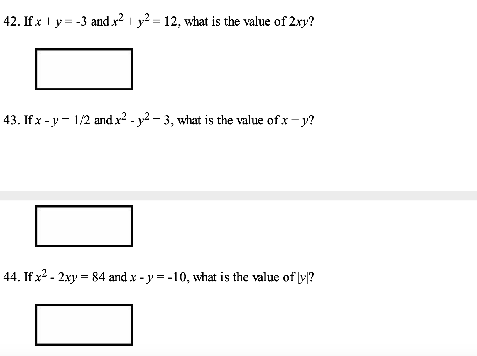 y2 = 3, what is the value of x + y? 44.