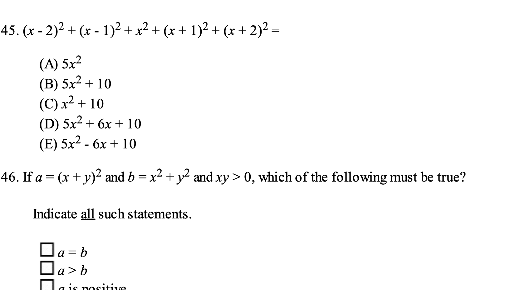 If x2 - 2xy = 84 and x - y = -10,