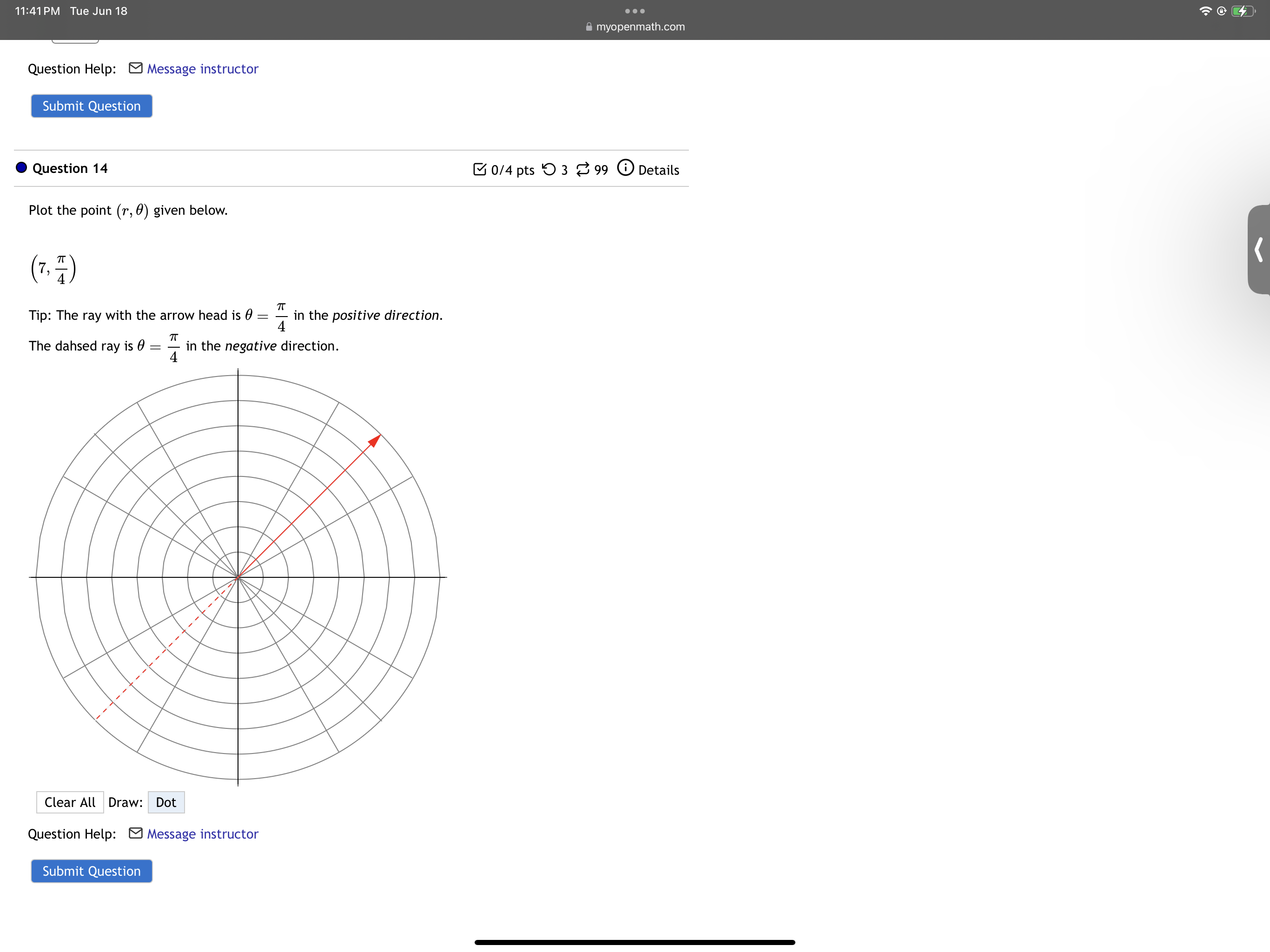 11:41PM Tue Jun 18 U & myopenmath.com Question Help: &3 Message