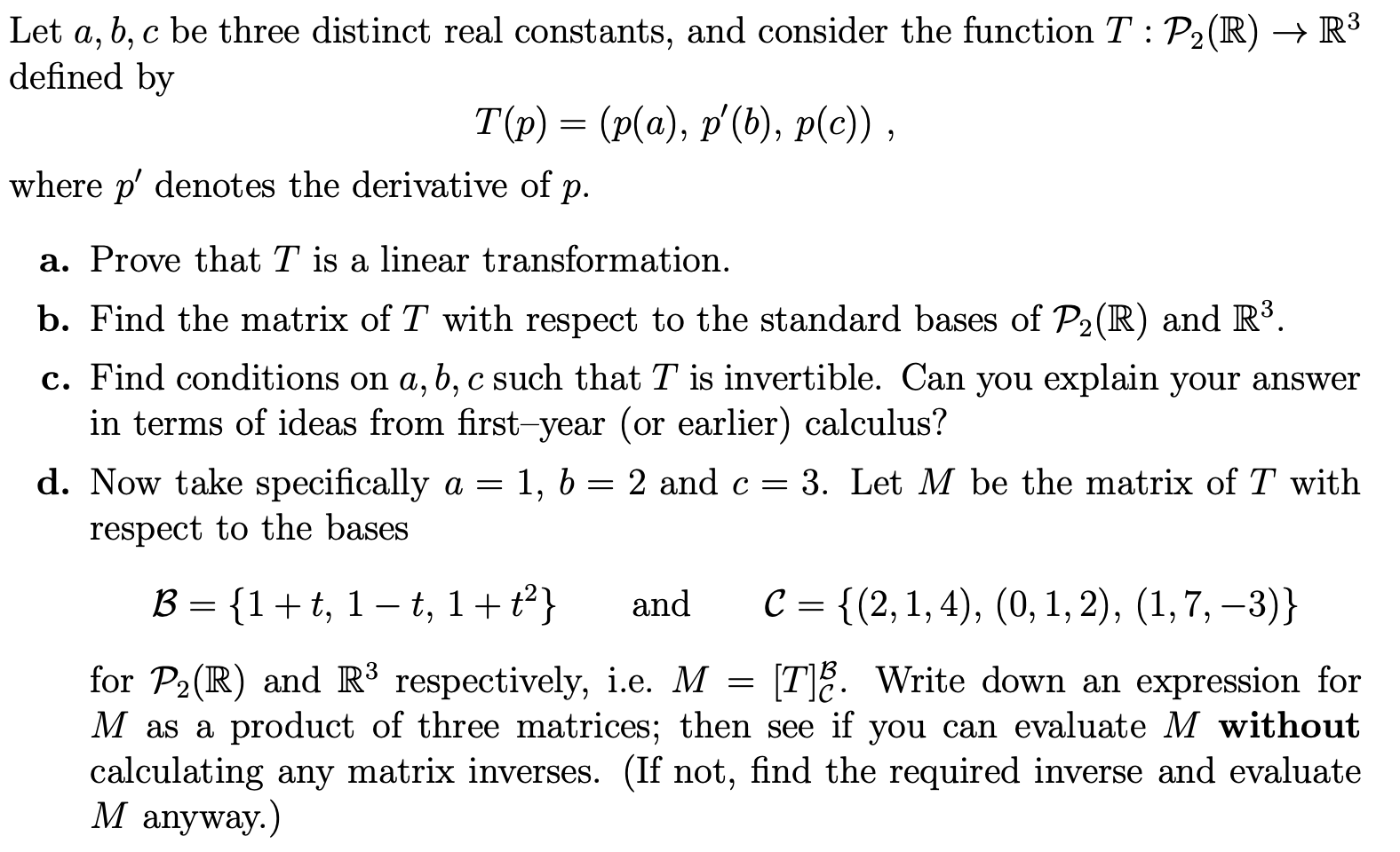 Here is the question: Let a, b, c be three distinct real