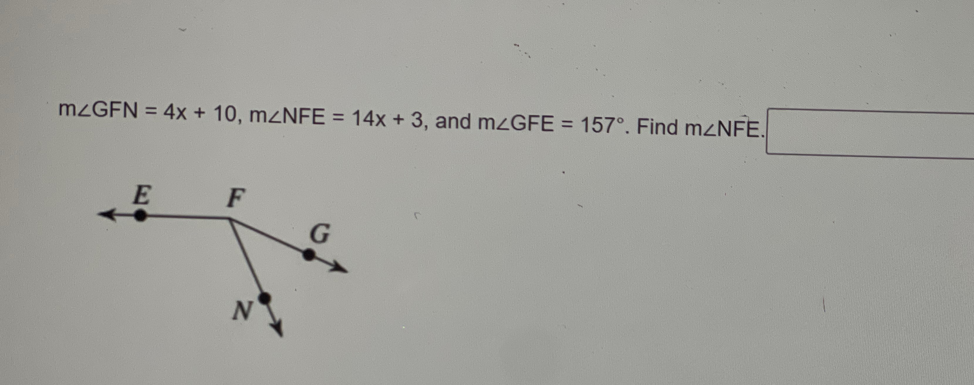 bisector. m42 = 2x + 13 and m_XVW = 6x + 10.