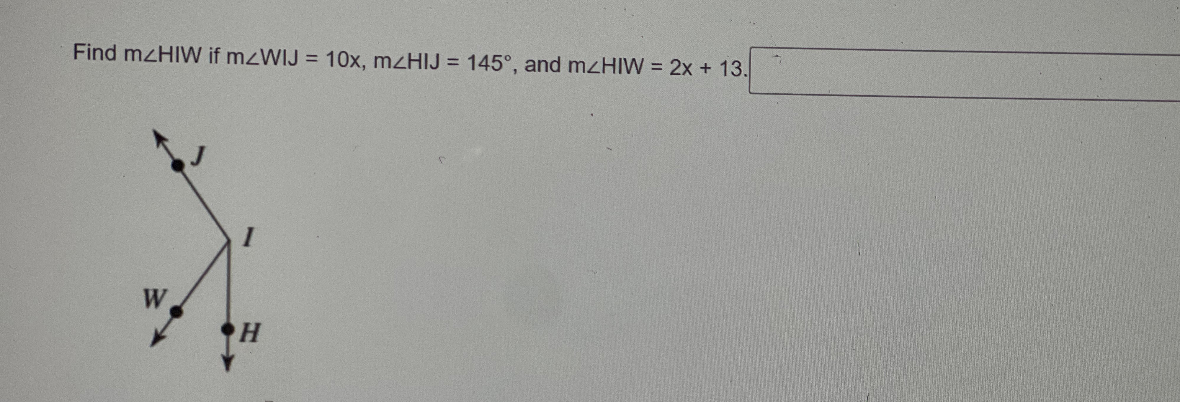 Find x. W X 3/1 VPT is an angle bisector. m41 =