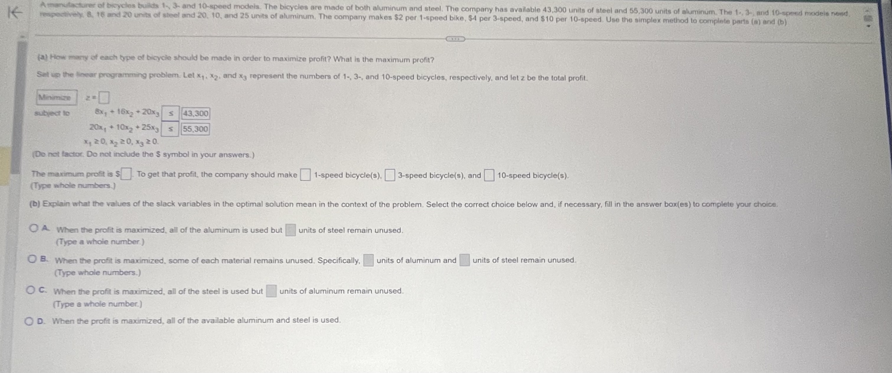 x2 + X3 5 160 x1 20, X2 20, X3 20. Select