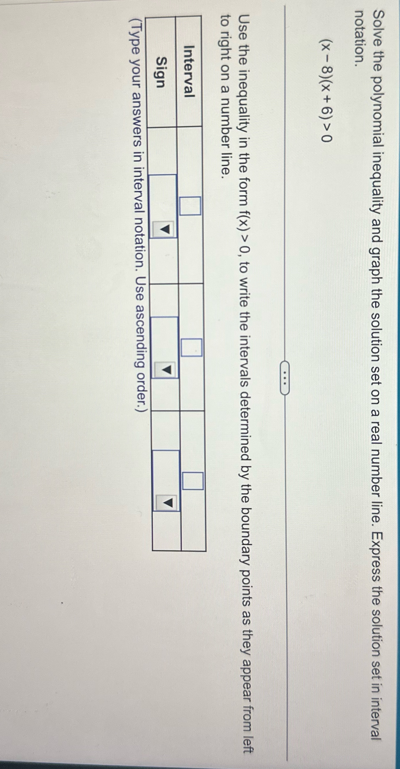  Solve the polynomial inequality and graph the solution set on a