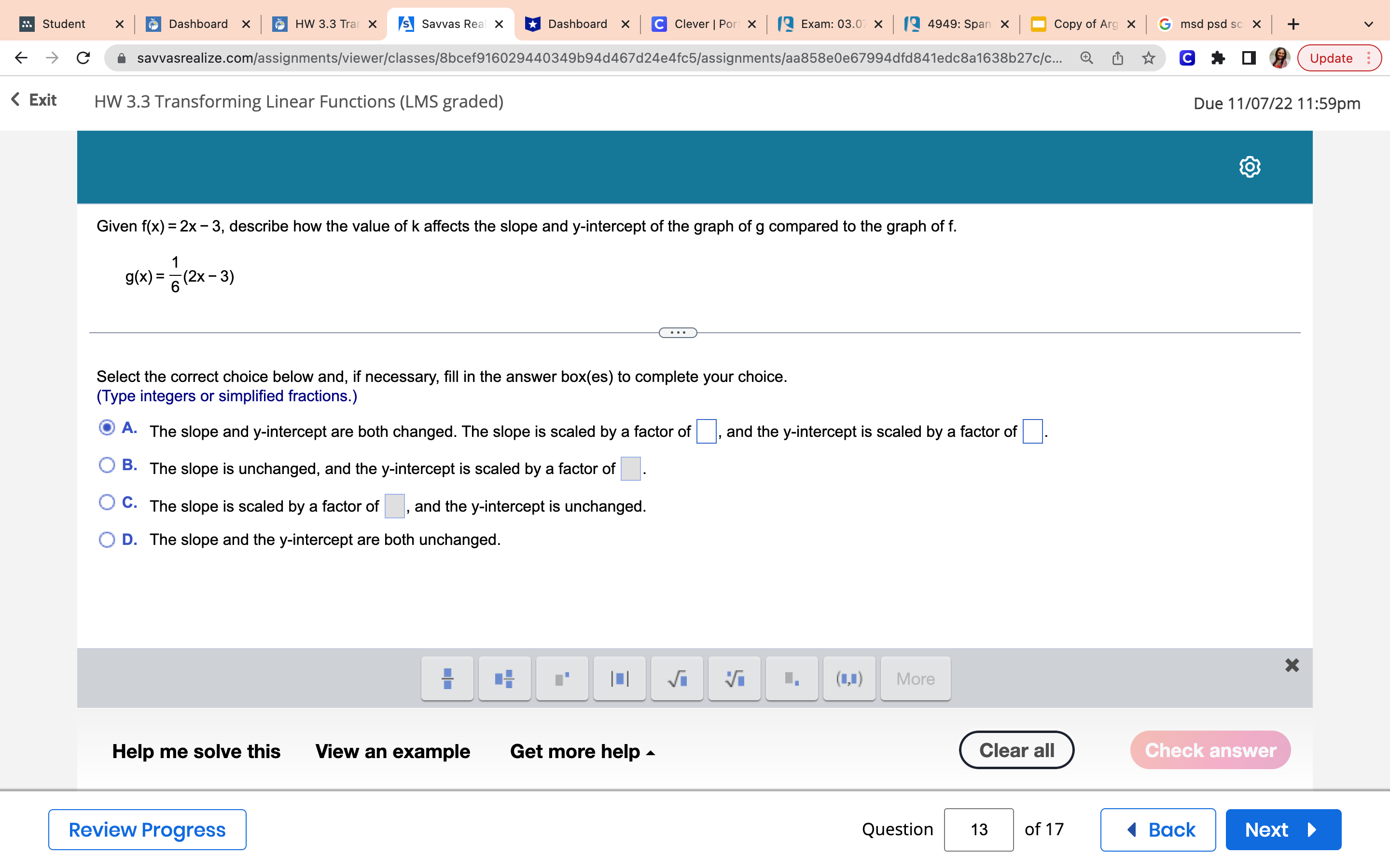 to the graph of f. g(x) = 6(0.2x) - 3 Select the