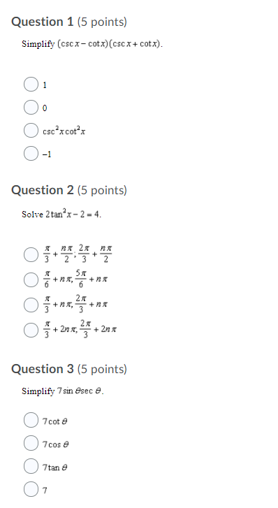 exact value of tan 67.5". O V3+ 2 /2 O V3+ 213