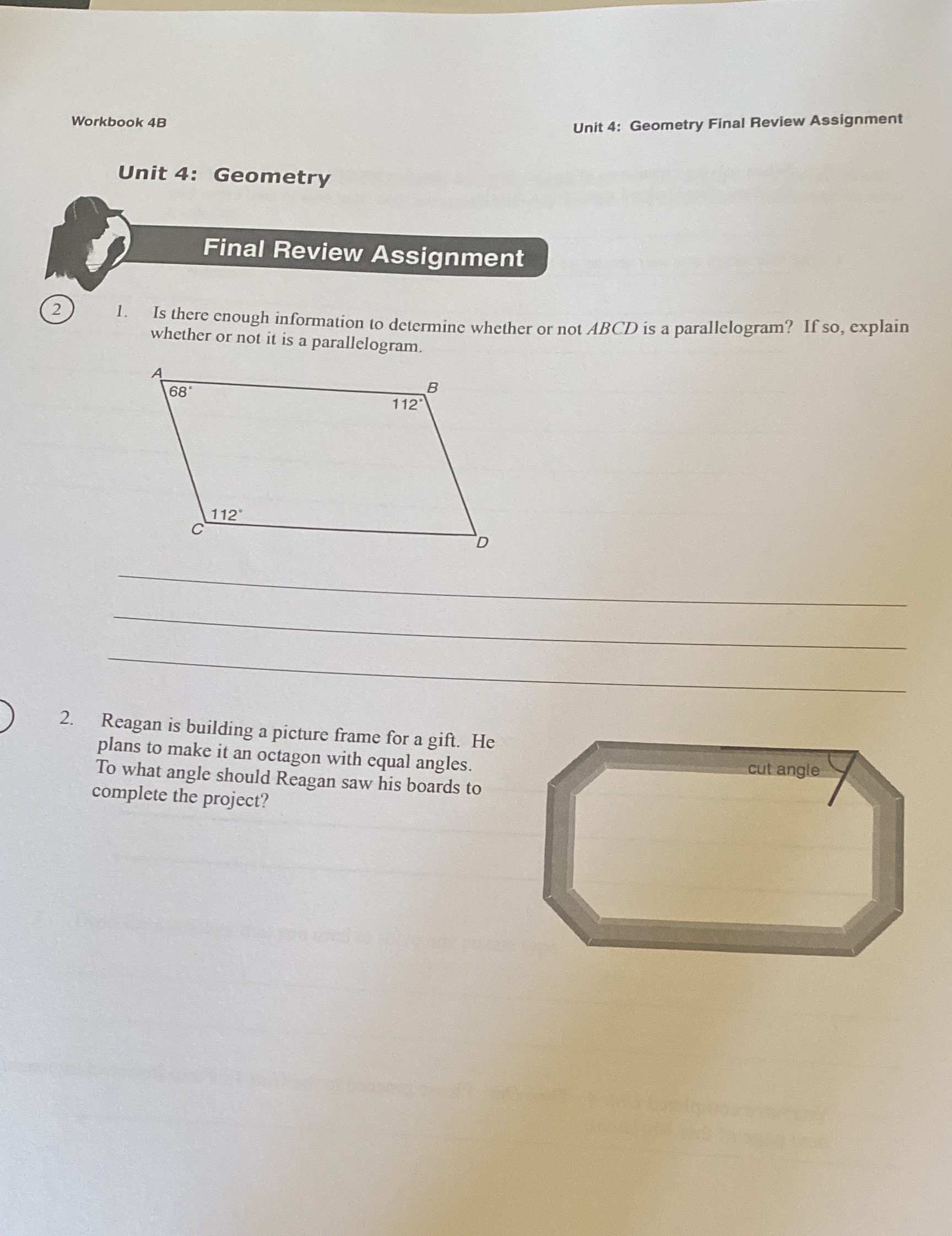 Both please Unit 4: Geometry Final Review Assignment Workbook 4B Unit 4: