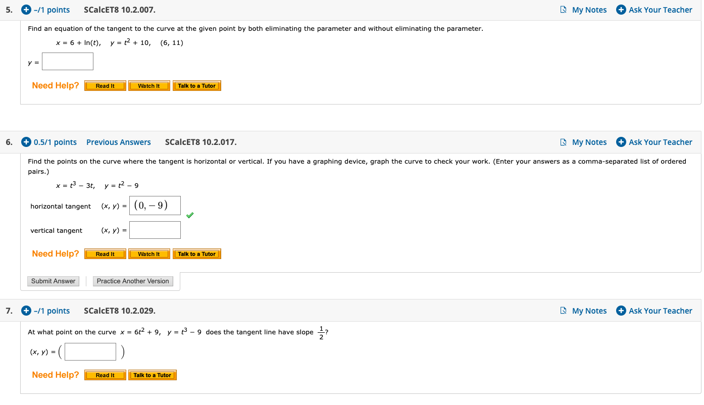 need help with these questions. please help 5 . + -/1 points